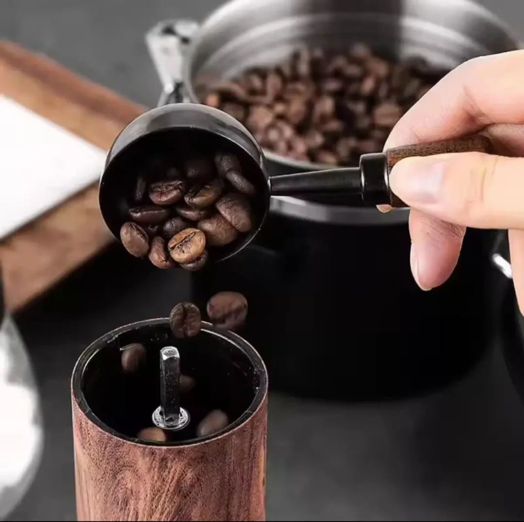 Stainless steel coffee measuring spoon with walnut handle – Geek In UAE