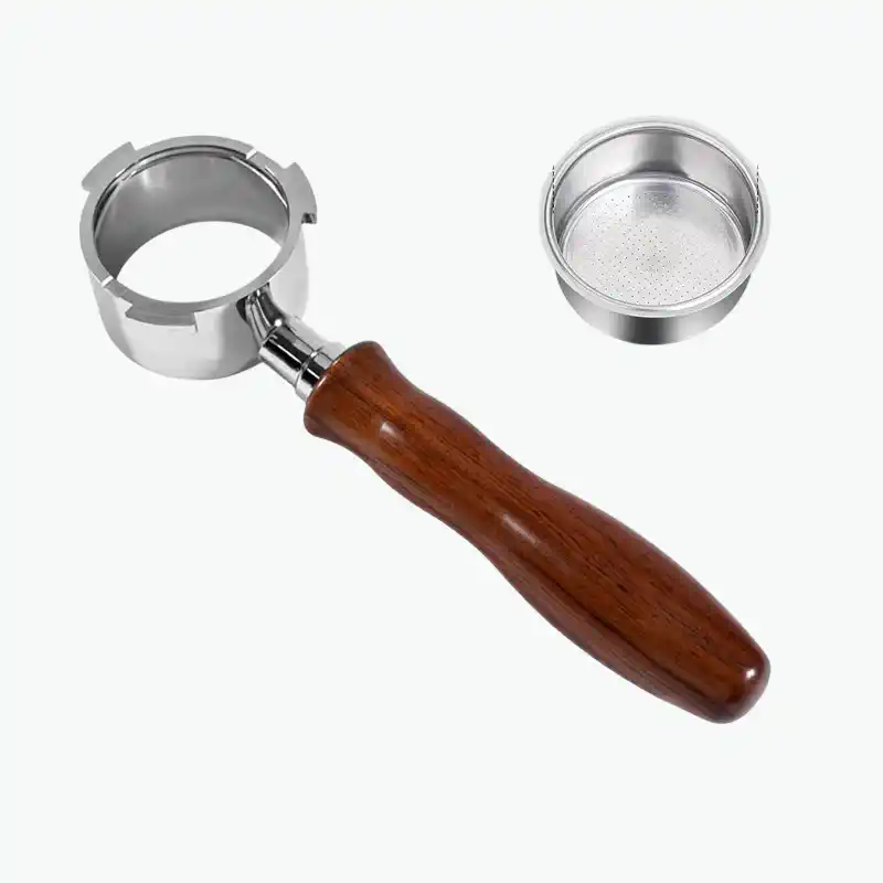 51mm bottomless portafilter with wooden handle