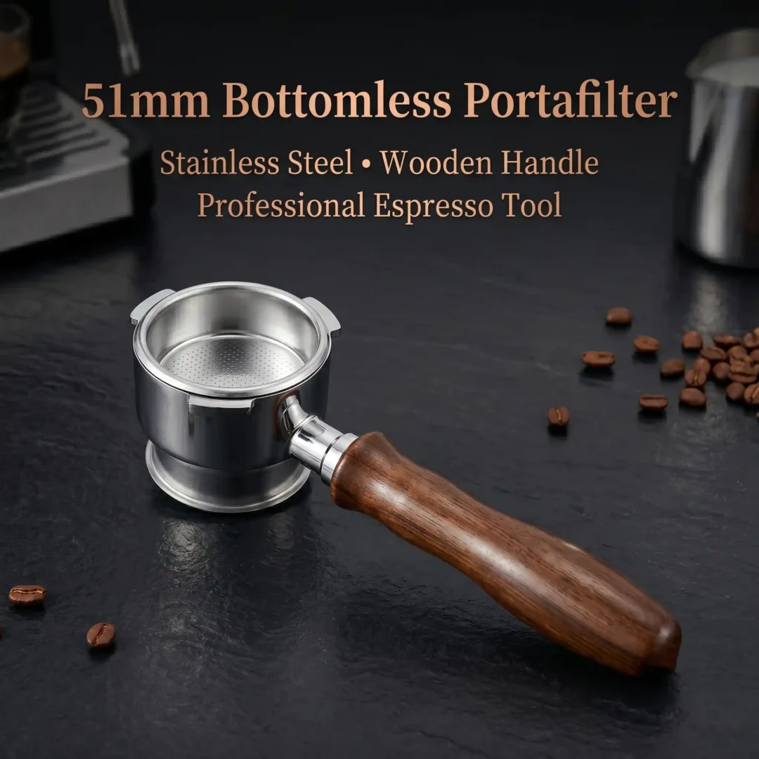 Stainless steel 51mm espresso portafilter